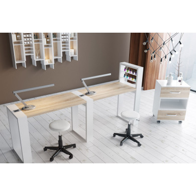 Двухместный маникюрный стол &quot;Matrix&quot; с подставкой для лаков